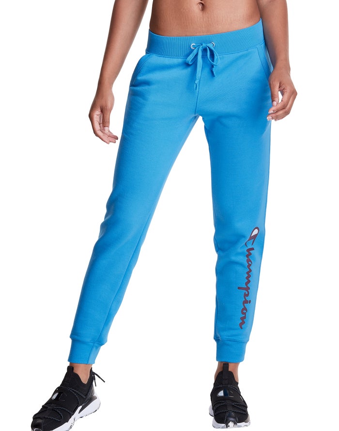 Champion Joggingbroek Dames - Blauw - Powerblend Fleece Script Logo ( 378654-FUK )